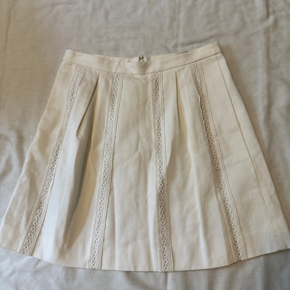 J Crew 2 White Lace Stripe A-Line Mini Skirt ~Sorority Coquette Feminine Classic - Picture 3 of 7